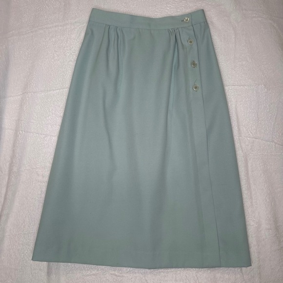 Dresses & Skirts - 80s Academia Preppy Vintage Side Button Midi Skirt  A-Line Pastel SMALL‎